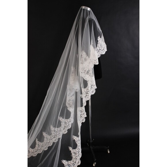 NWT 1 Layer Long Trailing Floral Lace Wedding Veil Bridal Veil 118.11'' - Picture 3 of 7